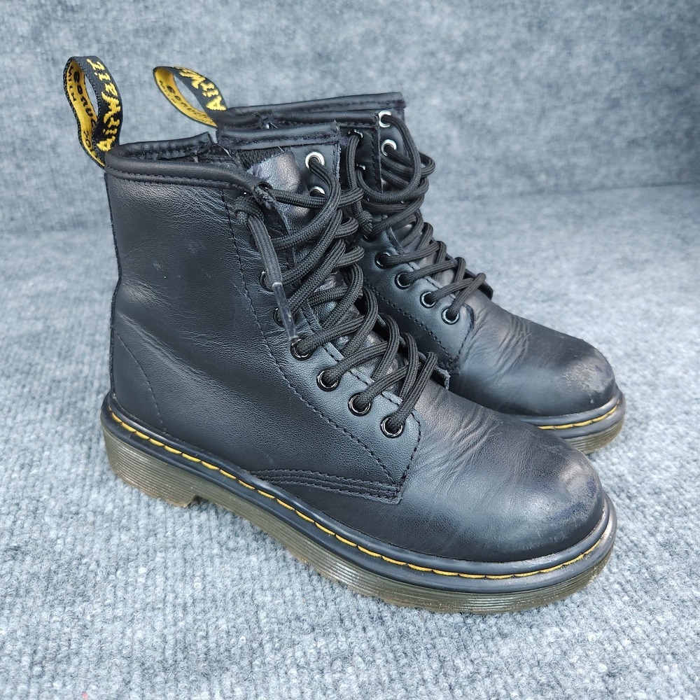 Dr Martens Boots Boy's Size 13 Black Leather Laced Up Side Zipper Air Wair